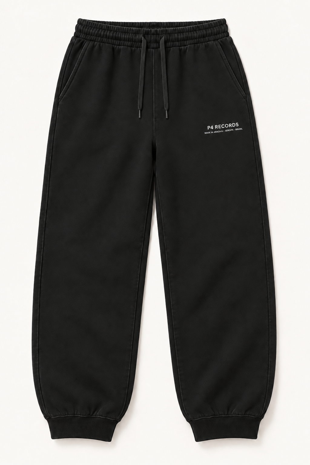 P4 Records Calça de moletom preta, mockup de produto