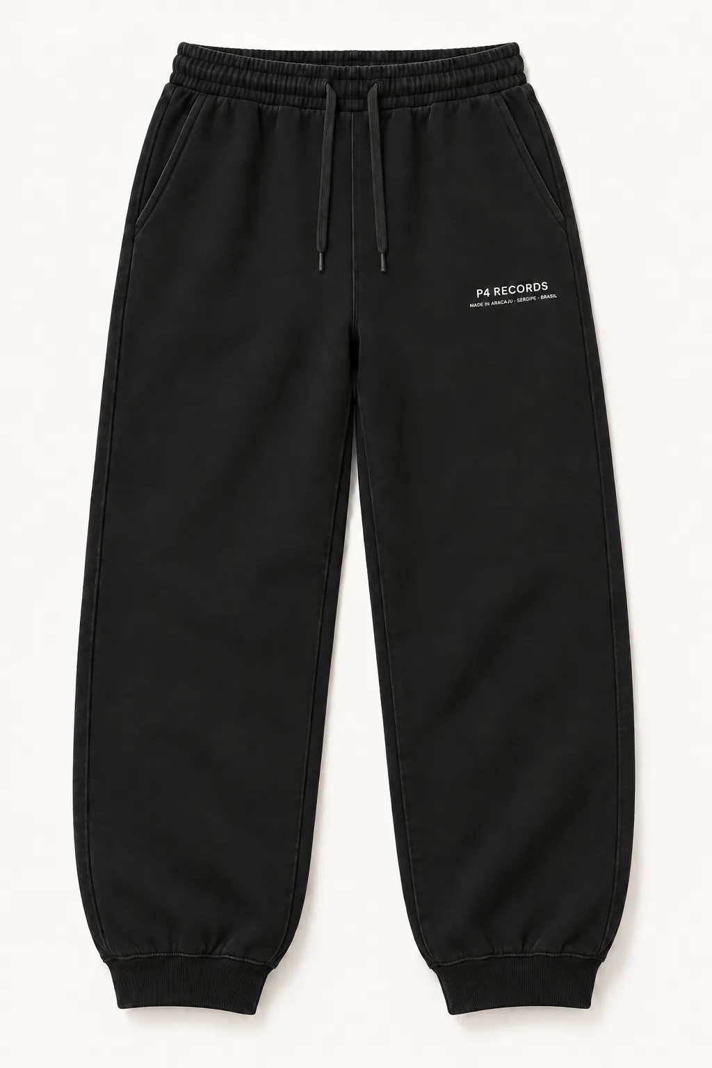 P4 Records Calça de moletom preta, mockup de produto